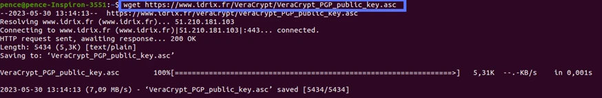 key has now been successfully downloaded