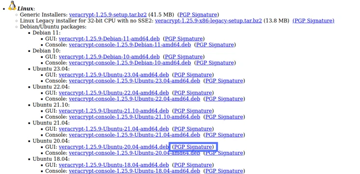 pgp signature link to get the sig file